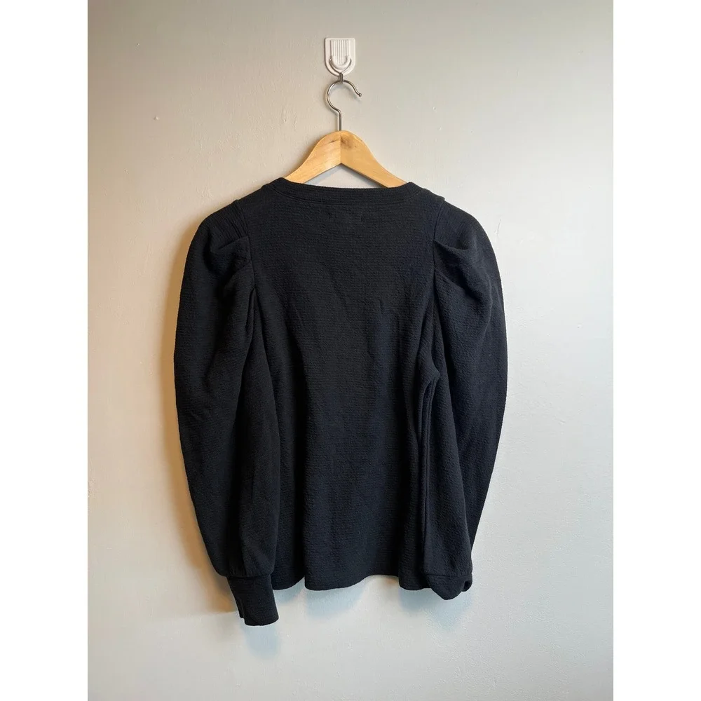 Madewell Puff Sleeve Textured Knit Sweatshirt Crew Neck Size M Long Sleeve Shirt